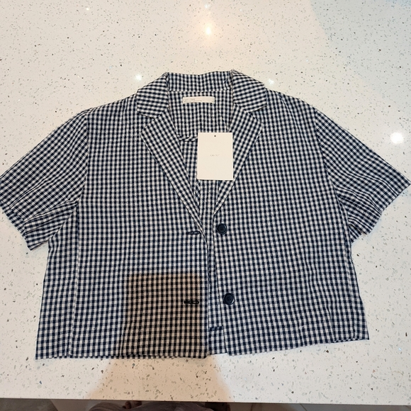 BNWT OAK + FORT Estate Blue Gingham Two Piece Set 100% Cotton - Picture 6 of 11
